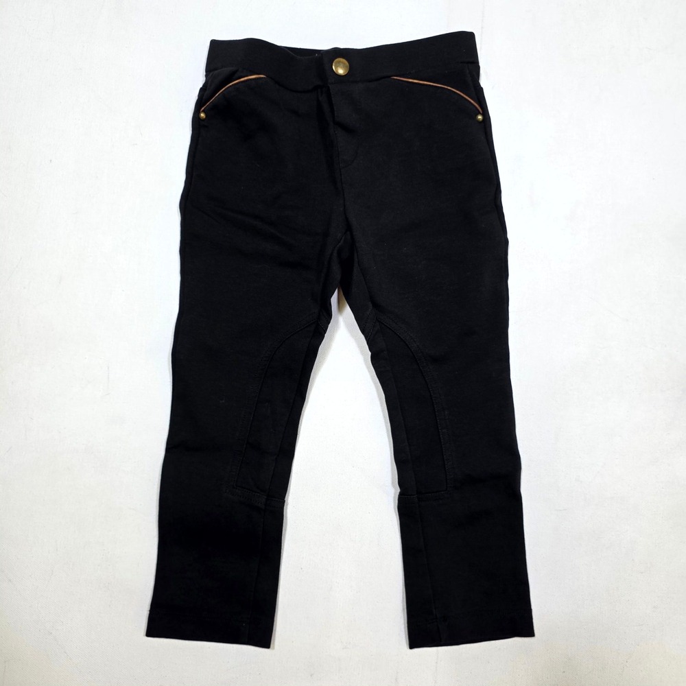 Zara Pants Girls 3/4 Black Equestrian Knee Patch Soft Collection Leggings 8792